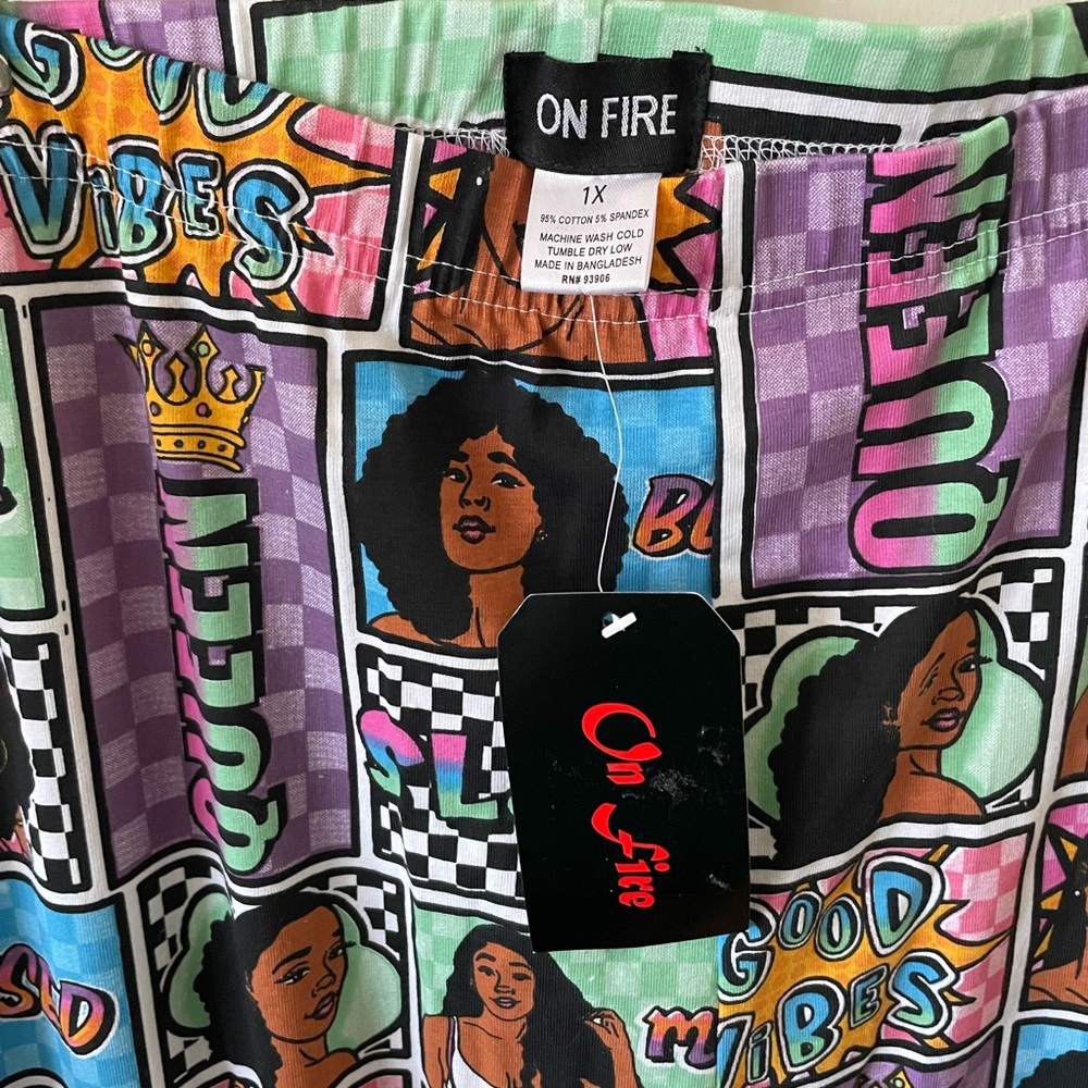 On Fire, NWT, pajama bottom loungewear, size 1X Melanin Queen